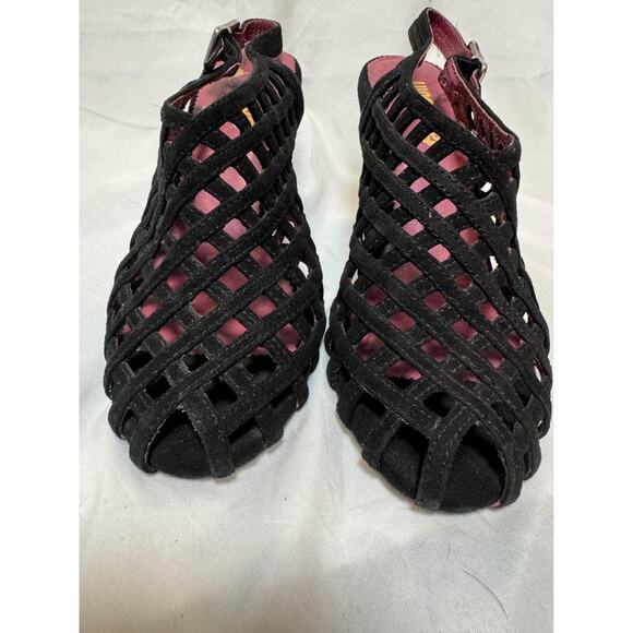 Anthropologie Farylrobin Black Caged Heels Shoes‎ size 7 - Picture 7 of 10